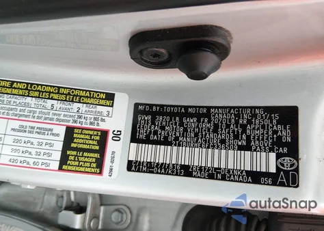 2015 Toyota Corolla Le from USA, damaged, VIN 2T1BURHE6FC336509